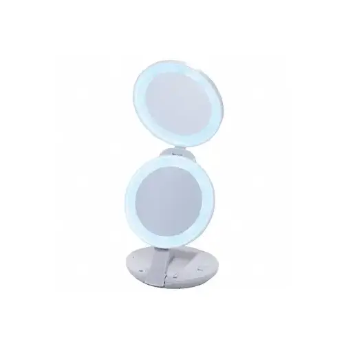 Compact Travel Mirror with LED Surround Light White