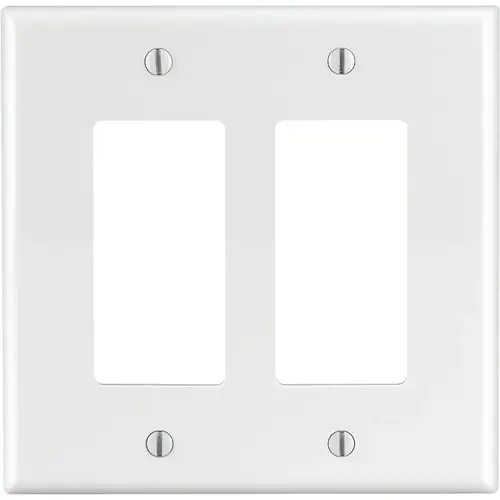 Decora 2-Gang Midway Nylon Decorator/Rocker Wall Plate - White Decora 2-Gang Midway Nylon Decorator/Rocker Wall Plate - White