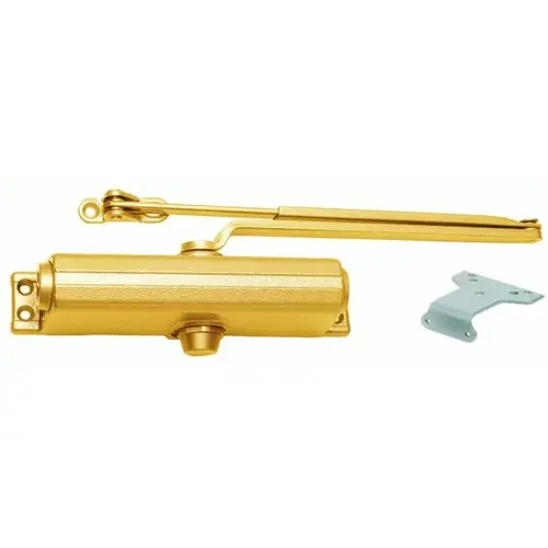 Parallel Arm Adjustable Surface Mounted Regular Door Closer with 62A Auxiliary Shoe and Thru Bolts Sprayed Brass Finish Parallel Arm Adjustable Surface Mounted Regular Door Closer with 62A Auxiliary Shoe and Thru Bolts Sprayed Brass Finish