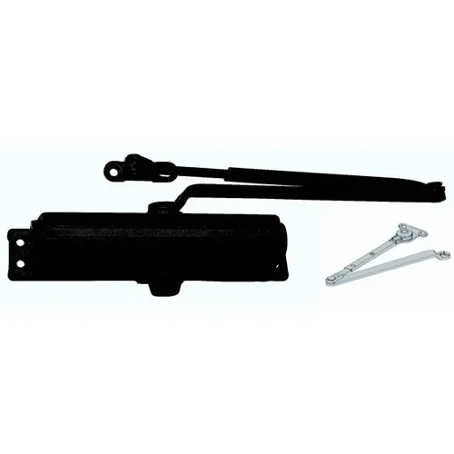 Parallel Arm Adjustable Surface Mounted Hold Open Door Closer with Thru Bolts Black Finish Parallel Arm Adjustable Surface Mounted Hold Open Door Closer with Thru Bolts Black Finish