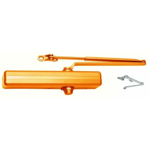 Right Hand Parallel Arm Adjustable Surface Mounted Spring Cush Hold Open Plated Door Closer with Thru Bolts Satin Bronze Finish Right Hand Parallel Arm Adjustable Surface Mounted Spring Cush Hold Open Plated Door Closer with Thru Bolts Satin Bronze Finish