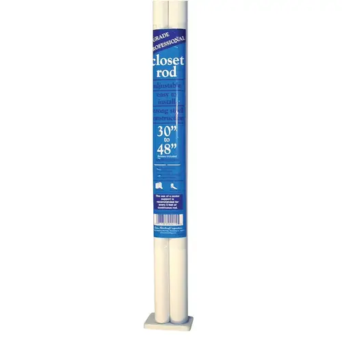 John Sterling Closet-Pro 48 In. to 72 In. x 1 In. Adjustable Closet Rod, White John Sterling Closet-Pro 48 In. to 72 In. x 1 In. Adjustable Closet Rod, White