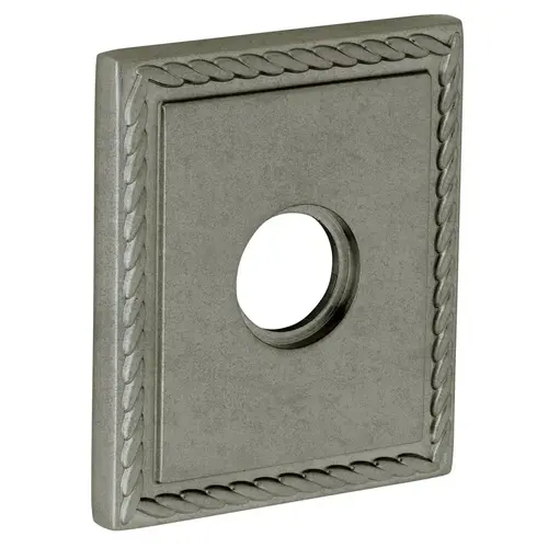 3-2/9" Square Rope Single Passage Rose Distressed Antique Nickel Finish 3-2/9" Square Rope Single Passage Rose Distressed Antique Nickel Finish