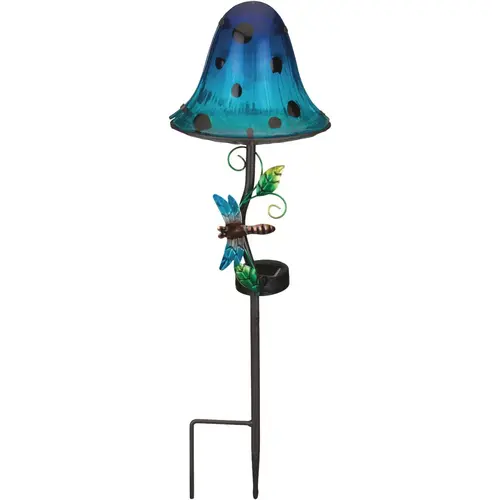 21.25 In. Blue Dottie Mushroom LED Solar Stake Light 21.25 In. Blue Dottie Mushroom LED Solar Stake Light
