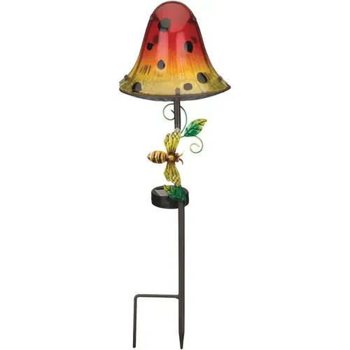 21.25 In. Orange Dottie Mushroom LED Solar Stake Light