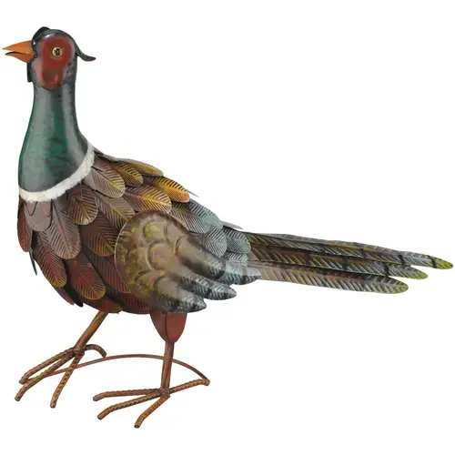 Metal Pheasant Lawn Ornament, Standing Up Green/Brown Metal Pheasant Lawn Ornament, Standing Up Green/Brown