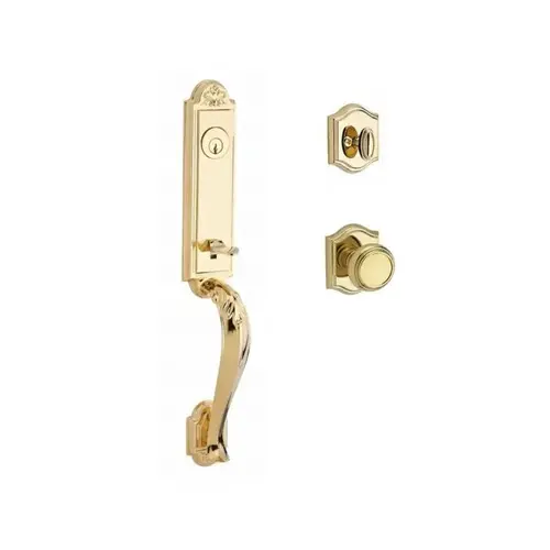 Single Cylinder Elizabeth Handleset Traditional Knob and Traditional Arch Rose with 6AL Latch and Dual Strike Lifetime Brass Finish Single Cylinder Elizabeth Handleset Traditional Knob and Traditional Arch Rose with 6AL Latch and Dual Strike Lifetime Brass Finish