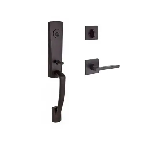 Single Cylinder Miami Handleset Left Hand Square Lever and Contemporary Square Rose with 6AL Latch and Dual Strike Venetian Bronze Finish Single Cylinder Miami Handleset Left Hand Square Lever and Contemporary Square Rose with 6AL Latch and Dual Strike Venetian Bronze Finish