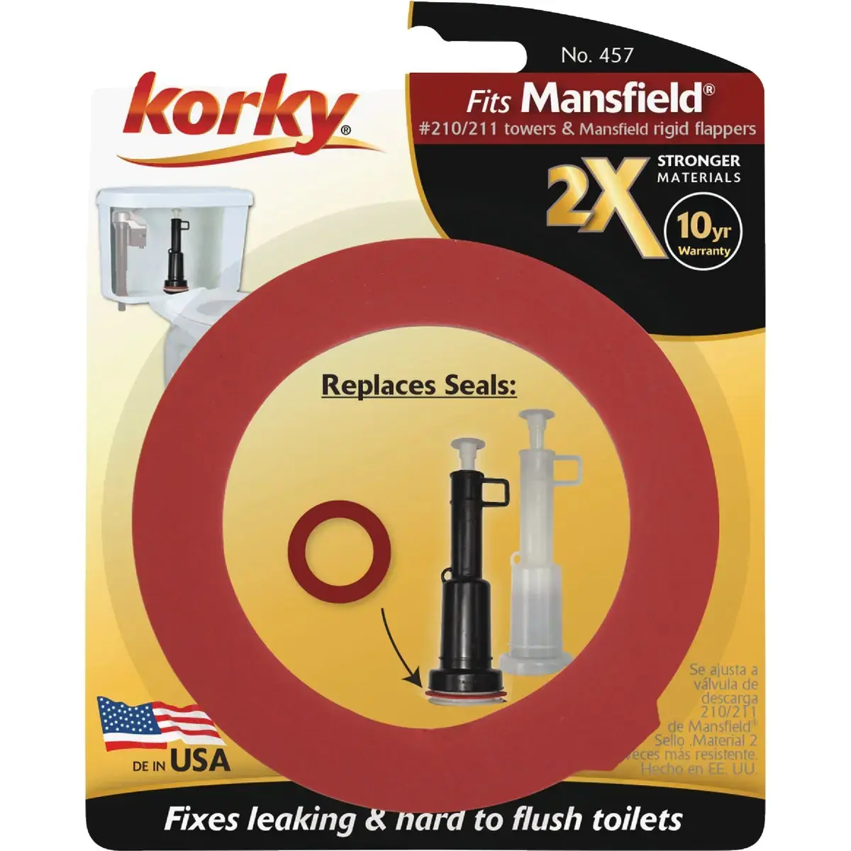 Korky 457BP 2X Long Life Toilet Flush Valve Seal Fits Mansfield