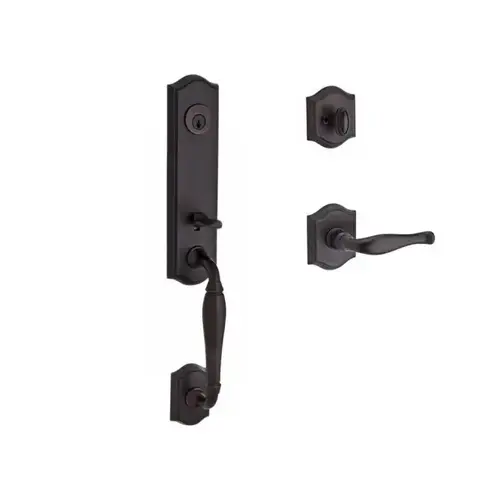 Single Cylinder New Hampshire Handleset Right Hand Decorative Lever and Traditional Arch Rose with 6AL Latch and Dual Strike for Thick Door Venetian Bronze Finish Single Cylinder New Hampshire Handleset Right Hand Decorative Lever and Traditional Arch Rose with 6AL Latch and Dual Strike for Thick Door Venetian Bronze Finish