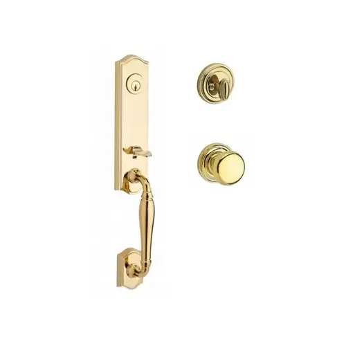 Single Cylinder New Hampshire Handleset Round Knob and Traditional Round Rose with 6AL Latch and Dual Strike Lifetime Brass Finish Single Cylinder New Hampshire Handleset Round Knob and Traditional Round Rose with 6AL Latch and Dual Strike Lifetime Brass Finish