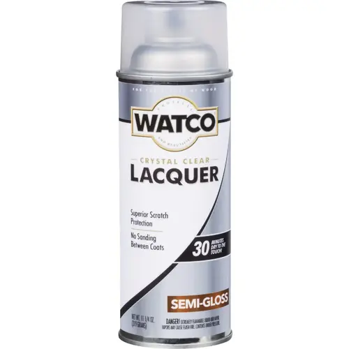 Lacquer Spray Paint, Semi-Gloss, Liquid, Clear, 11.25 oz, Aerosol Can Lacquer Spray Paint, Semi-Gloss, Liquid, Clear, 11.25 oz, Aerosol Can