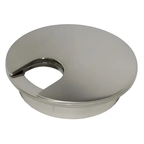 Round Metal Grommet, Zamak Material, 2-7/32" Overall Diameter, 1-27/32" Bore Hole, Stainless Steel Finish