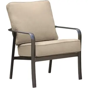 Cape Soleil FAIRCTCHR-1GMASH Fairhill Commercial Aluminum Slat Back Chair With Sunbrella Cushions Gunmetal