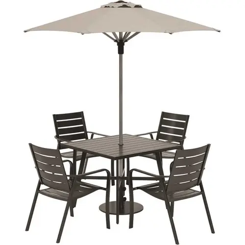 Fairhill 5-Pc Dining Set 38" Slat Bar Table W/4 Bar Chairs, Gunmetal