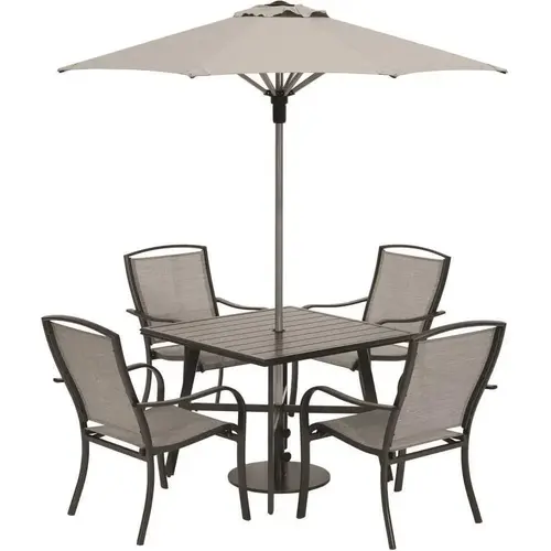 Richmond 5-Pc Dining Set 38" Slat Bar Table W/4 Chairs, Gunmetal Richmond 5-Pc Dining Set 38" Slat Bar Table W/4 Chairs, Gunmetal