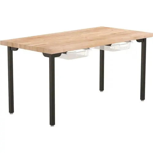 Fixed Designer Table With Butcherblock, 2 Tote, 30x60 Fixed Designer Table With Butcherblock, 2 Tote, 30x60