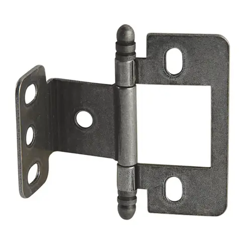 Decorative Butt Hinge, Partial Wrap, Non-Mortise, Ball Finial For inset face frame doors, Pewter