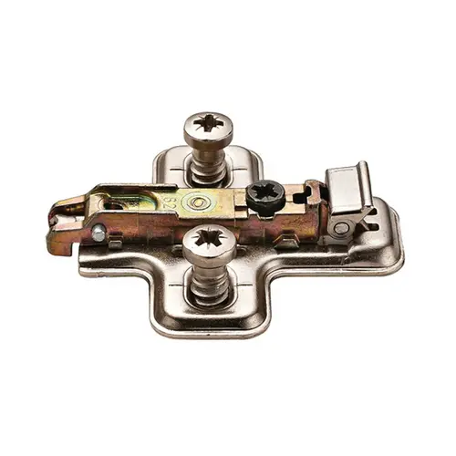 Clip Mounting Plate, Salice, with quick fixing system 4 mm BAVGL49F/16 With pre-mounted Euro screws, 4 mm, BAVGL49F/16 Nickel plated Clip Mounting Plate, Salice, with quick fixing system 4 mm BAVGL49F/16 With pre-mounted Euro screws, 4 mm, BAVGL49F/16 Nickel plated