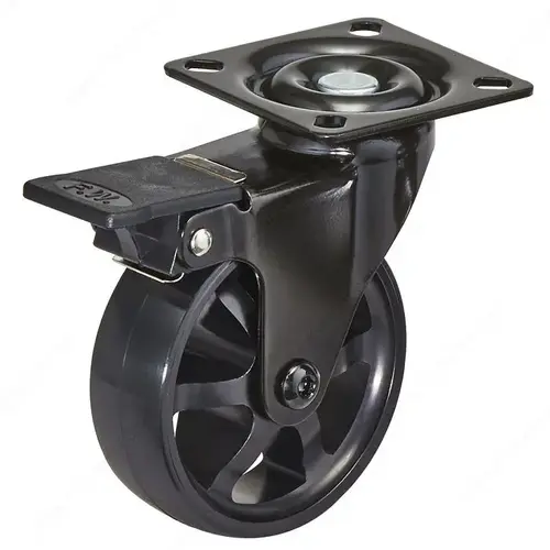 Aluminum Single Wheel Design Caster - Black on Black