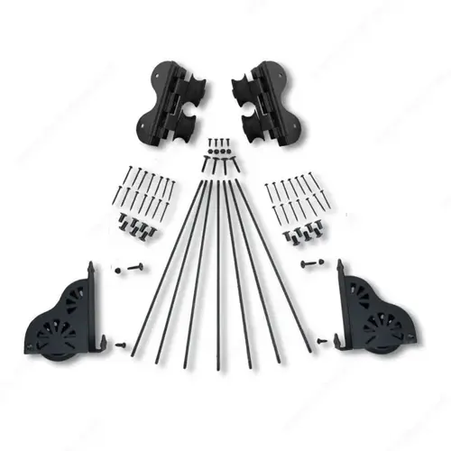 Swivel Rolling Ladder Hardware set with brake wheels Black