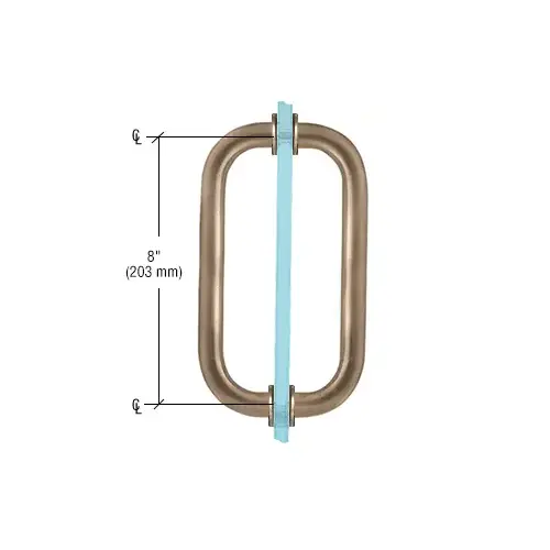 Brushed Bronze 8" Back-to-Back Solid Brass 3/4" Diameter Pull Handles with Metal Washers