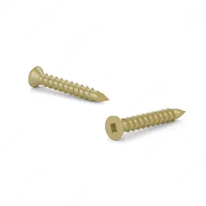 Gold Tap Pro FKCSDP316134VP Concrete Screw with Gold Seal Coating, Flat Head, Square Drive, Scorpion Tail Thread, Diamond Point - pack of 50