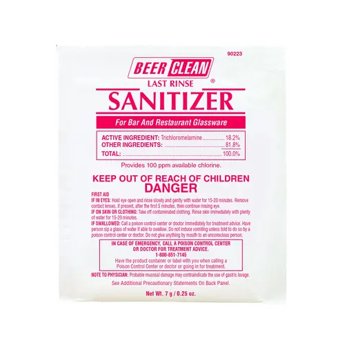 SANITIZER BEER POWDER POUCH PACK SINGLE SERVE LAST RINSE SANITIZER Yellow SANITIZER BEER POWDER POUCH PACK SINGLE SERVE LAST RINSE SANITIZER Yellow