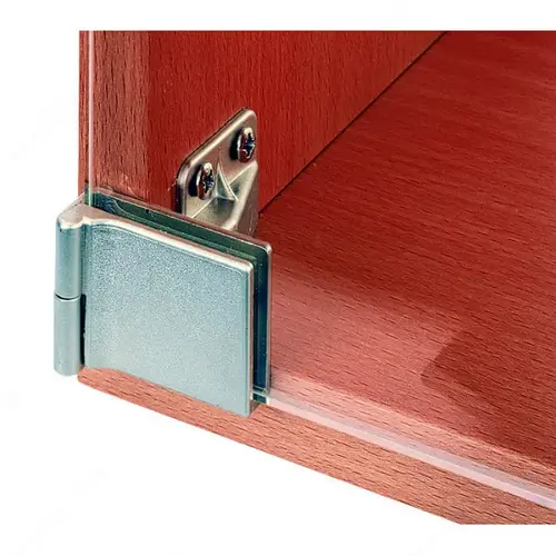 Surface Mounted Hinge with Snap Closure for Overlay Glass Doors for Furniture/Cabinet Pair Satin Chrome Surface Mounted Hinge with Snap Closure for Overlay Glass Doors for Furniture/Cabinet Pair Satin Chrome