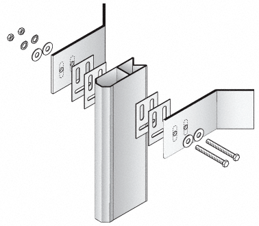 CRL-U.S. Aluminum AP683 Mid-Span Anchor for 90 degree Corner Vertical Mullions Mill - pack of 6