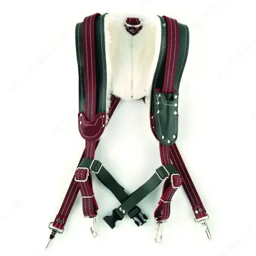 Sheepskin Lined Suspender Harness Burgundy / Green Sheepskin Lined Suspender Harness Burgundy / Green