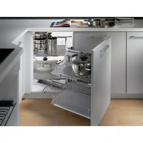 Magic Corner Set with Grey Arena Baskets Gray/Chrome Magic Corner Set with Grey Arena Baskets Gray/Chrome