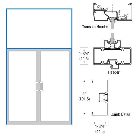 CRL-U.S. Aluminum 0Z3222272 Bronze Black Anodized Open Back Transom Frame for Pair of Doors Offset Hung Surface Closers with Concealed Panics