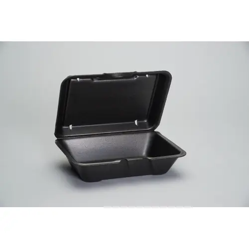 Genpak 9.19 Inch X 6.5 Inch X 2.875 Inch Black Large Deep All Purpose Foam Hinged Container, 100 Each