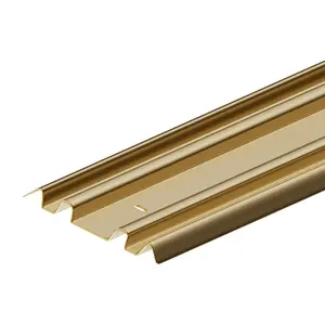 Brixwell QIG6-001 By-Pass Mirror Door Bottom Track-72" Length-Champagne Gold-Roll-Formed Steel-Ideal for Sliding By-Pass Doors