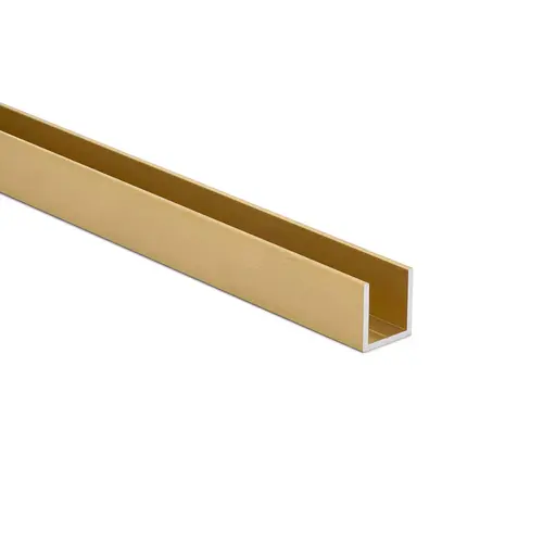 U-Channel - Deep 1/2" Glass - Brushed Brass - 95" Length