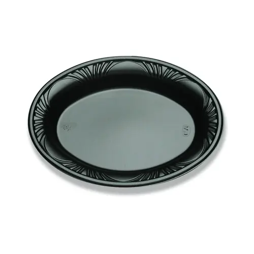 D & W Fine Pack Platter Plastic 8X11 Black Oval, 125 Each