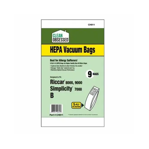 Riccar Vacuum Cleaner Bags, Type B HEPA, 9-Ct. Riccar Vacuum Cleaner Bags, Type B HEPA, 9-Ct.