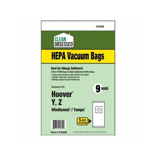 Hoover HEPA Vacuum Cleaner Bags, Type Y, 9-Ct.