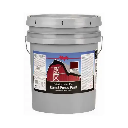 Barn and Fence Paint, Flat, Classic Red, 5 gal Pail