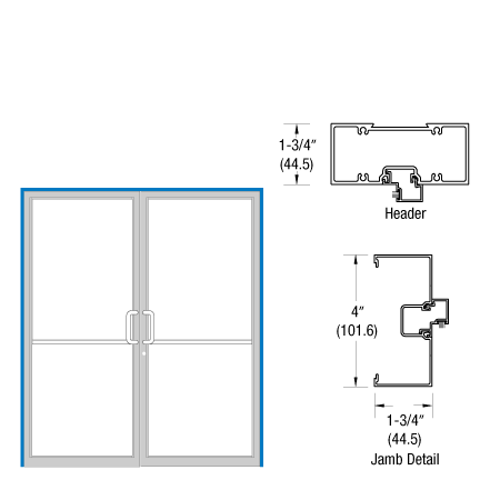 CRL-U.S. Aluminum 0B1221172 Clear Anodized Up and Over Open Back Frame for Pair of Doors Offset Hung Using Surface Mount
