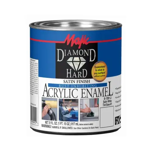 Diamondhard Anti-Rust Acrylic Paint, Satin White, Tint Base 1, Qt.
