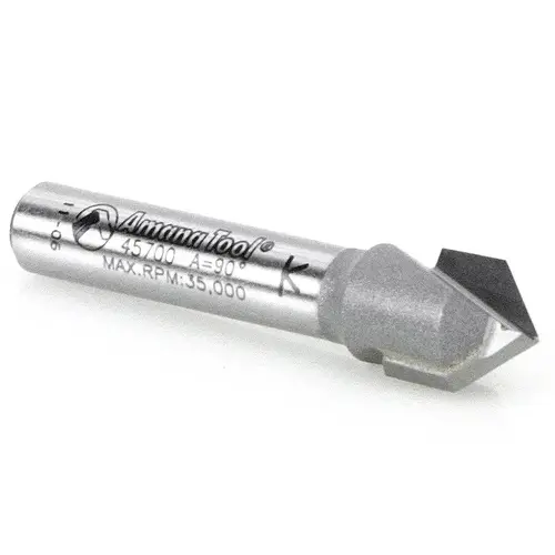 Carbide Tipped V-Groove 90 Deg x 3/8" Dia x 3/16" x 1/4" Shank Router Bit