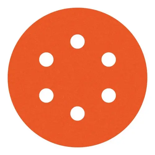 DynaCut Extreme 3" 180 Grit Hook & Loop 6-Hole Aluminum Oxide on Film Sanding Disc Orange