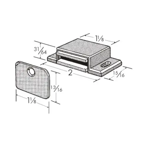 Polymer Magnetic Catch, 2" Length, Black Polymer Magnetic Catch, 2" Length, Black