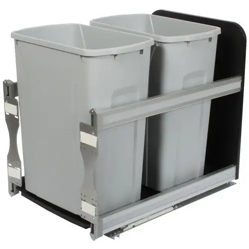 Knape and Vogt USC 11-13/16" Platinum Bottom Mount Waste Pullout with 2-27 Quart Platinum Bins Soft-Close Knape and Vogt USC 11-13/16" Platinum Bottom Mount Waste Pullout with 2-27 Quart Platinum Bins Soft-Close