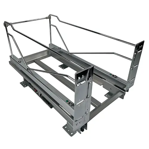 Waste Container Pullout Frame Only with Soft-open & Soft-Close, 12.25"W Chrome, Bottom Mount Waste Container Pullout Frame Only with Soft-open & Soft-Close, 12.25"W Chrome, Bottom Mount