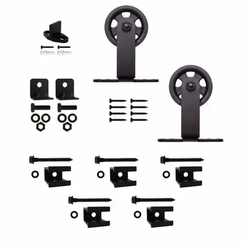 Barn Door Hardware Aluminum Accessory 3" Top Mount Hanger, Black