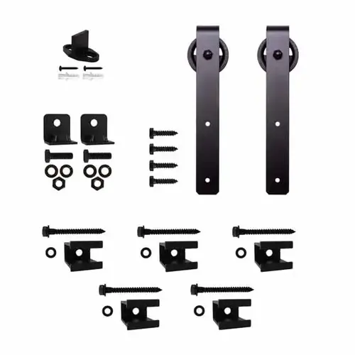 Barn Door Hardware Aluminum Kit 3" Hook Hanger used with Aluminum Flat Rails, Black