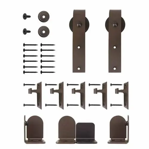 Salzburg Steel Round Track Barn Door Hardware Kit, Face Mount, Oil-Rubbed Bronze Finish